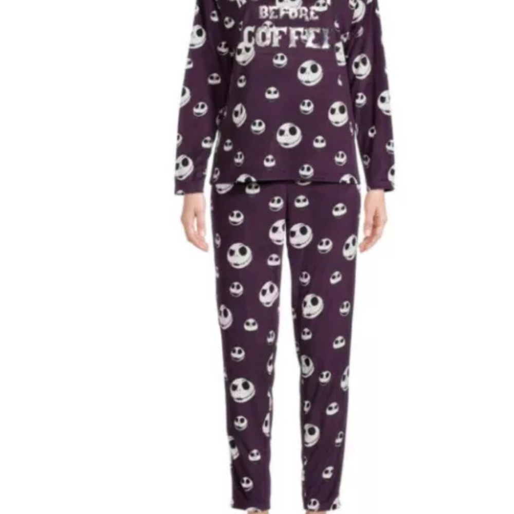 Nightmare Before Coffee, Women’s 3 piece  Velour Pajama Set, Socks, Pants Top 2X
